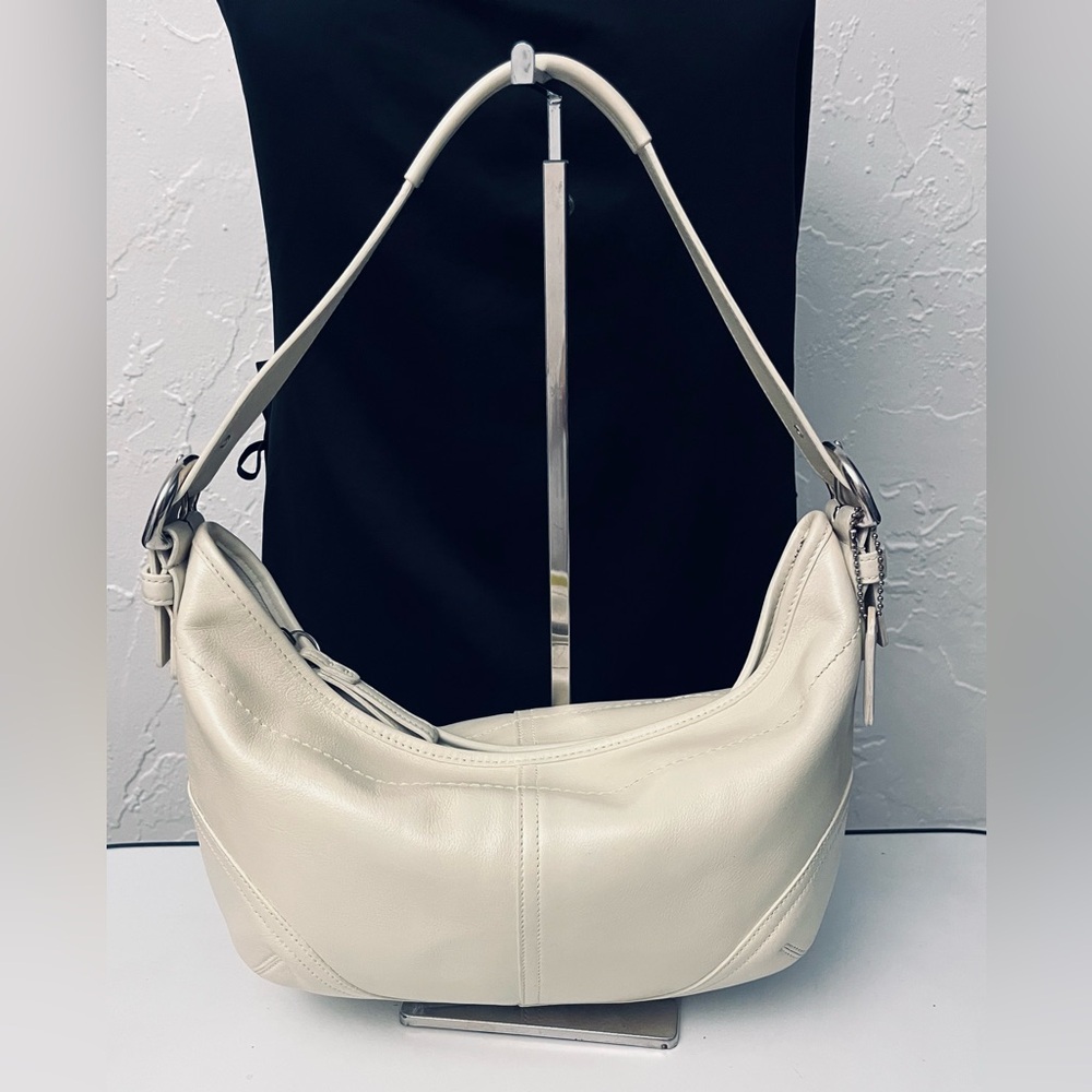 VINTAGE COACH SOHO CREAM/BEIGE HOBO LEATHER SHOULDER SHOULDER BAG 9464 - Picture 9 of 15